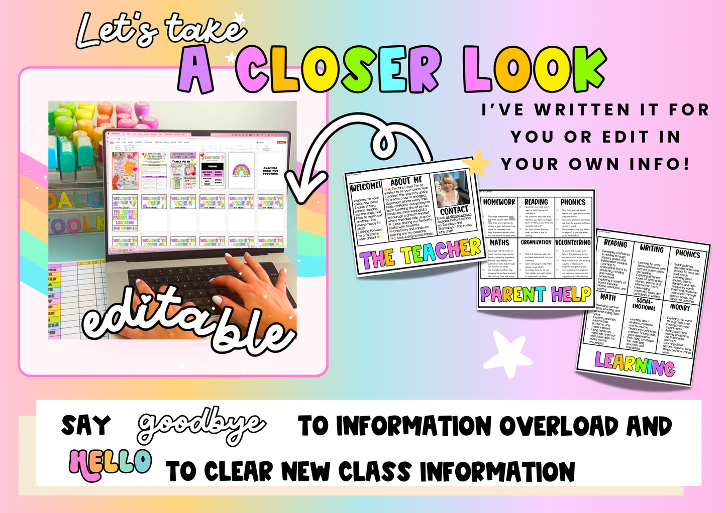 EDITABLE Parent Flip Book for Back to School | Class Information | Open House