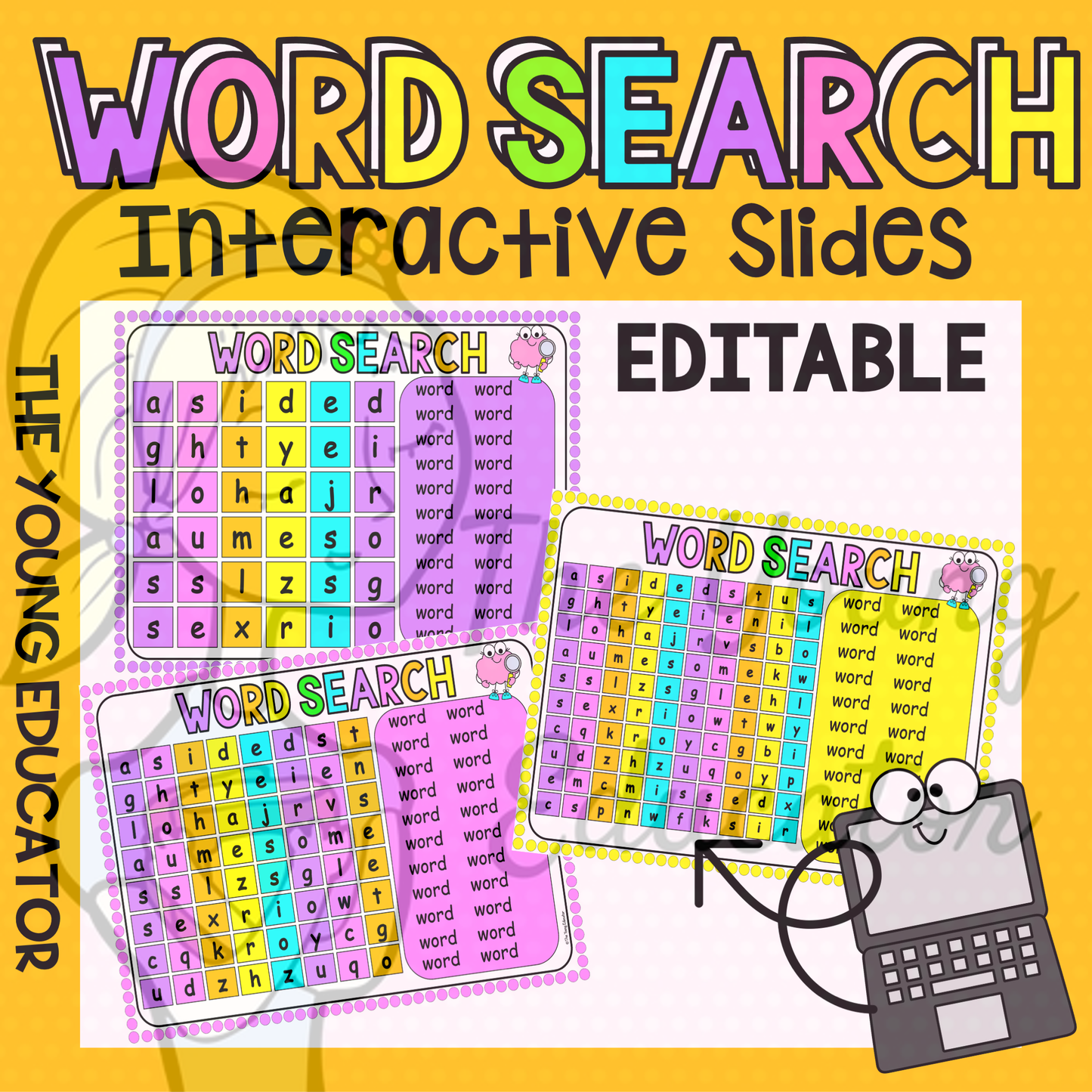 Word Search Interactive PowerPoint Slides Digital Game | Editable