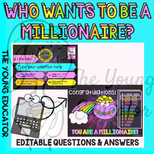 WHO WANTS TO BE A MILLIONAIRE - INTERACTIVE POWERPOINT GAME *EDITABLE*