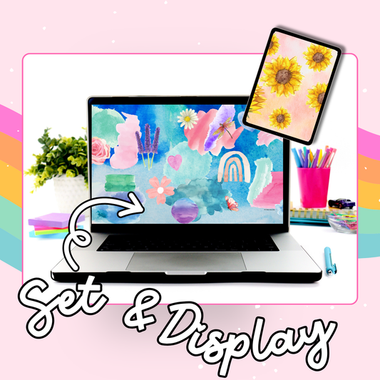 Colorful Watercolor Teacher Backgrounds | Computer & iPad Device Desktop