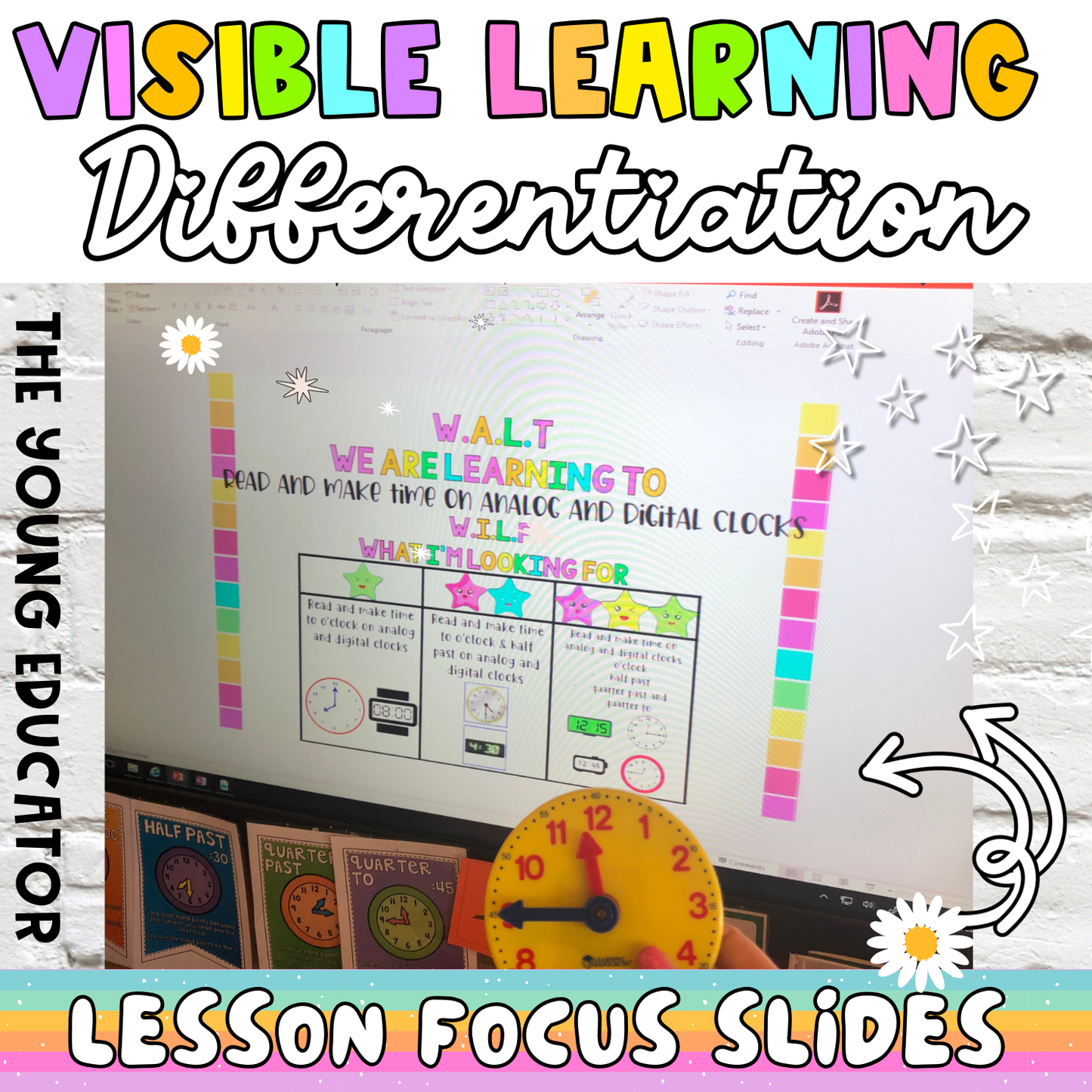 Differentiating classroom display poster with editable learning intention and success criteria templates.