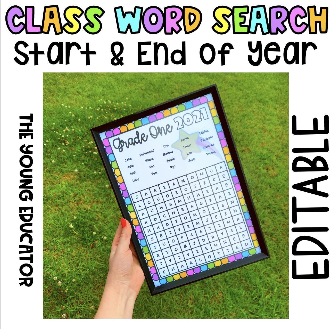 Editable Class Word Search Activity – Fun & Personalized Find-a-Word Puzzle for Back to School, End of Year, & Christmas. Instant Download!
