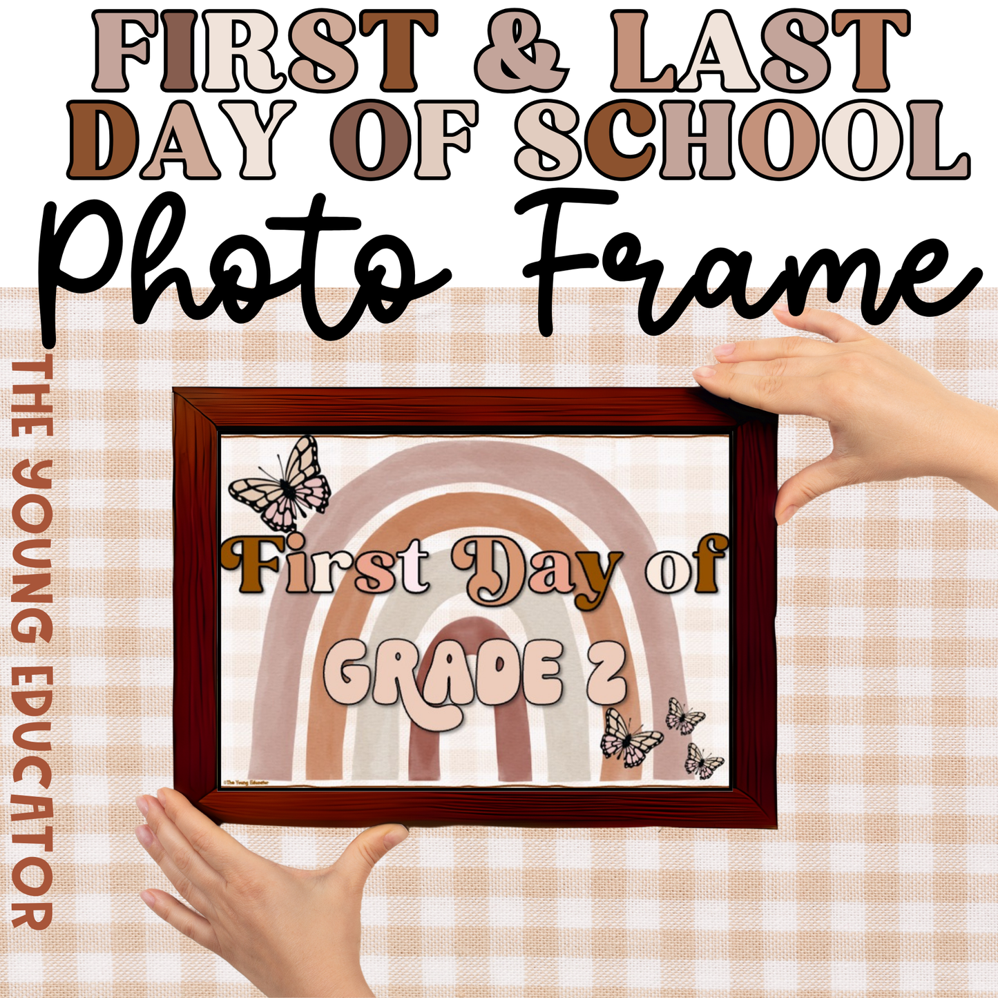 Last day of school frame printable with a modern Boho Butterfly design for classroom use.