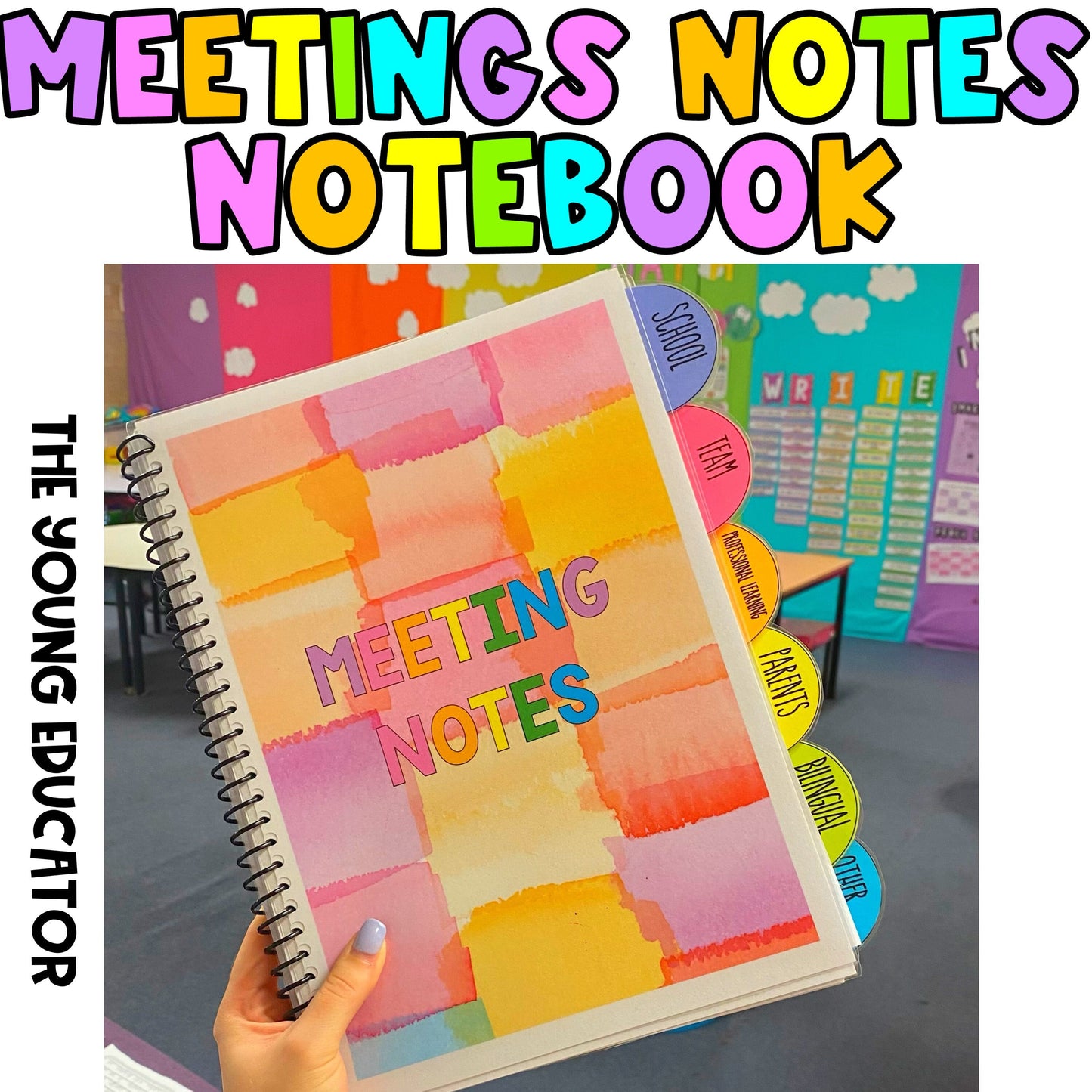 Personalized notebooks for teachers with meeting note pages for professional development.