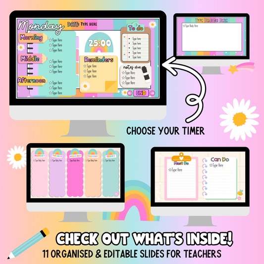 Rainbow Everyday Rainbow Teaching Slides / Lesson Organisation / Morning Meeting Slides / Daily Slides / Weekly Slides