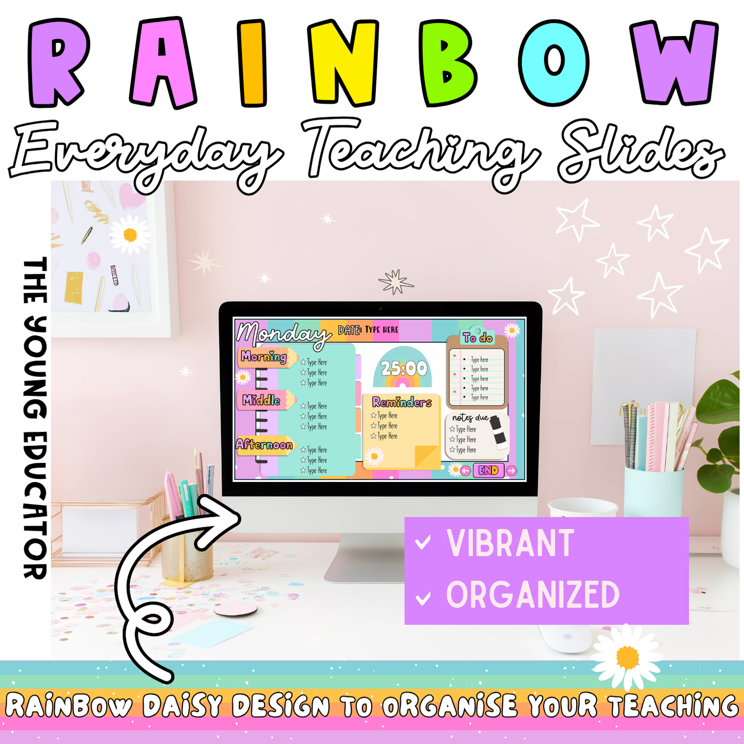 Rainbow Everyday Rainbow Teaching Slides / Lesson Organisation / Morning Meeting Slides / Daily Slides / Weekly Slides