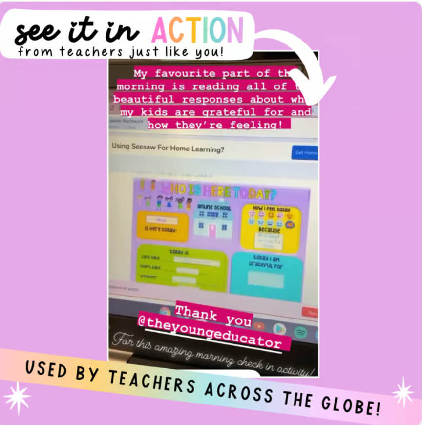 Daily Wellbeing and Attendance Check In *SEESAW*GOOGLE SLIDES*