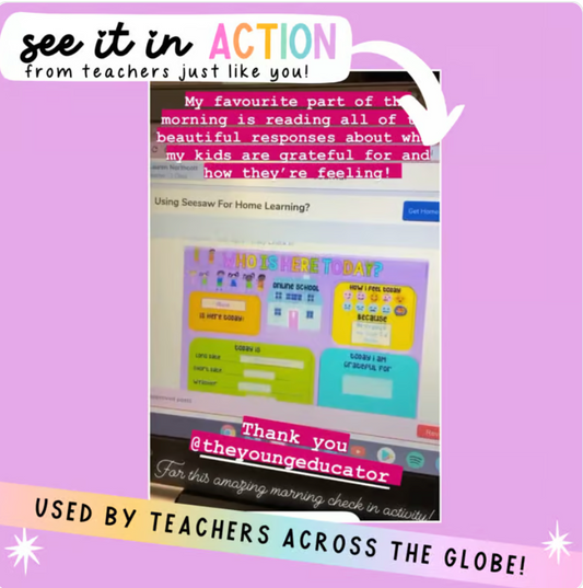 Daily Wellbeing and Attendance Check In *SEESAW*GOOGLE SLIDES*