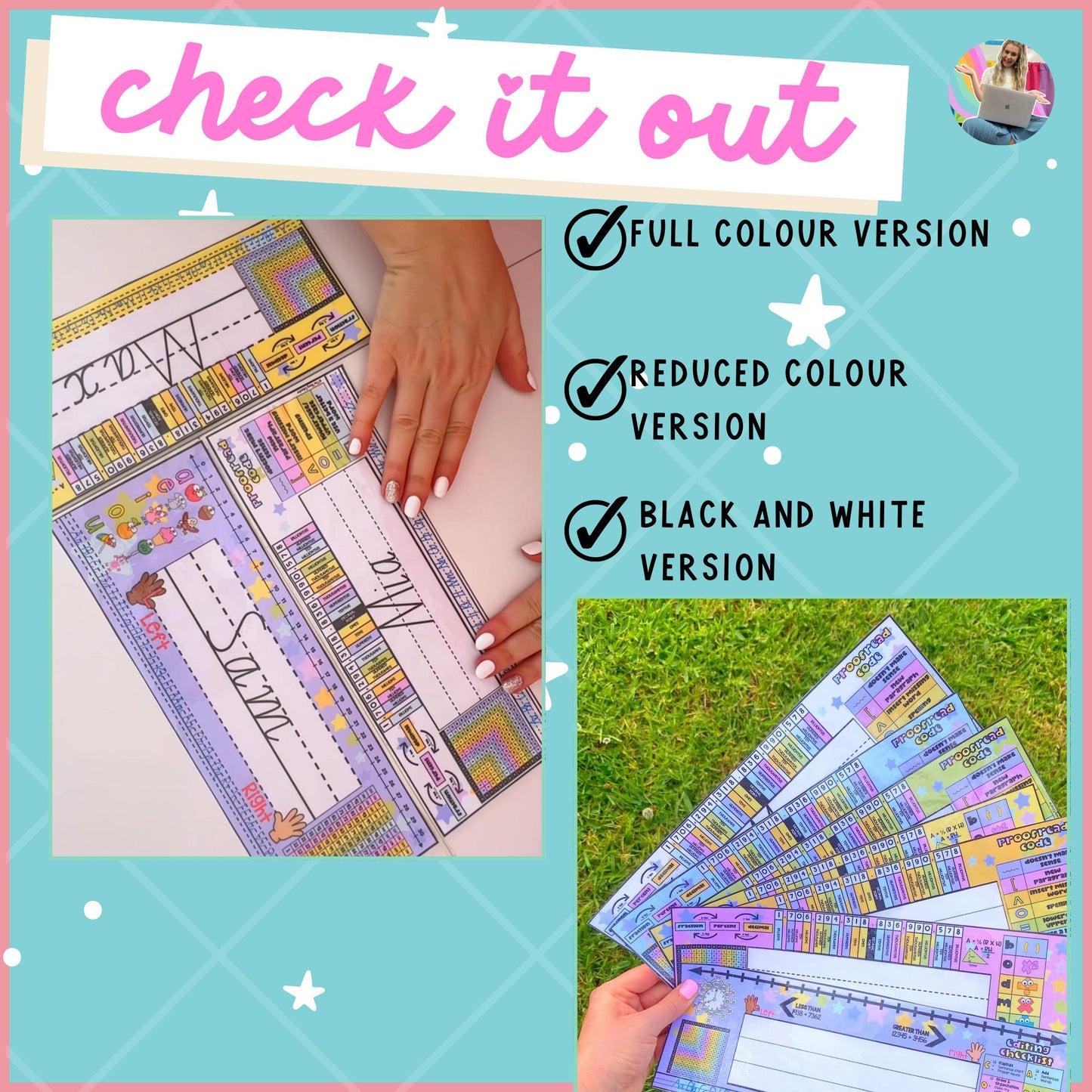 Student name tags editable and printable with multiple design options for classroom desks.