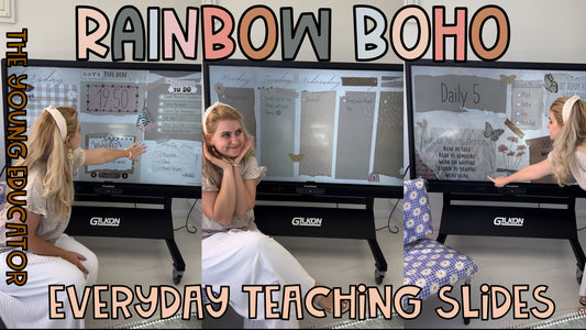 Customizable teacher presentation templates for daily lesson slides and classroom organization.