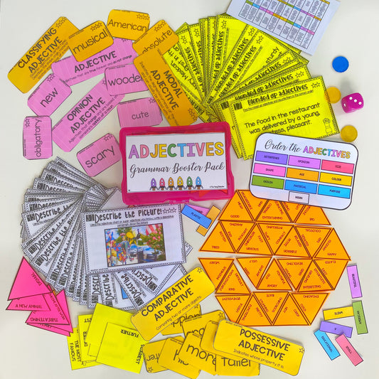 Advanced adjective worksheets for upper elementary students to practice descriptive writing skills.