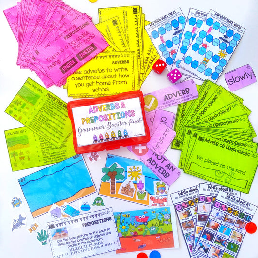 Adverb Worksheets for Lower Grades | Adverbs & Prepositions Activity Sheet | Grammar Booster Pack