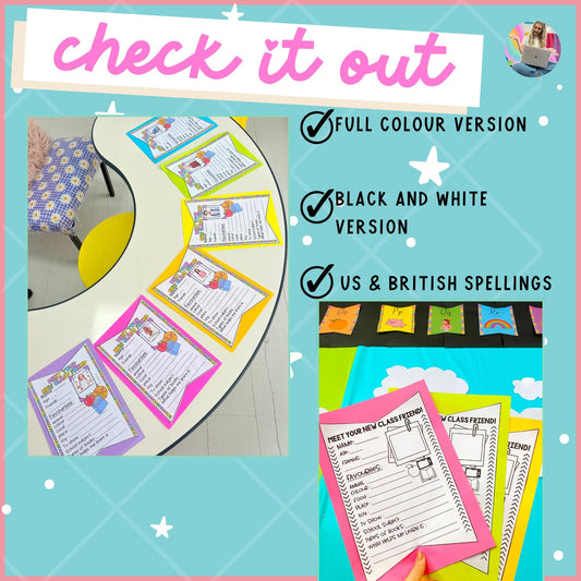 Printable All About Me bunting template for back-to-school student activities.