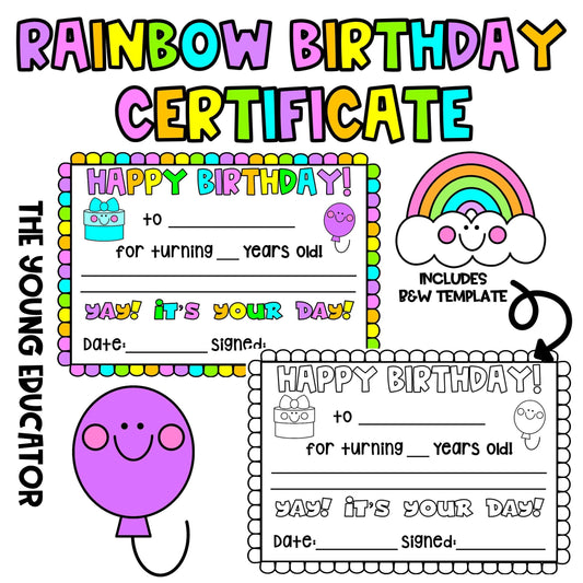 Birthday Printable Certificates for Kids’ Classroom – editable and printable student birthday awards for teachers.