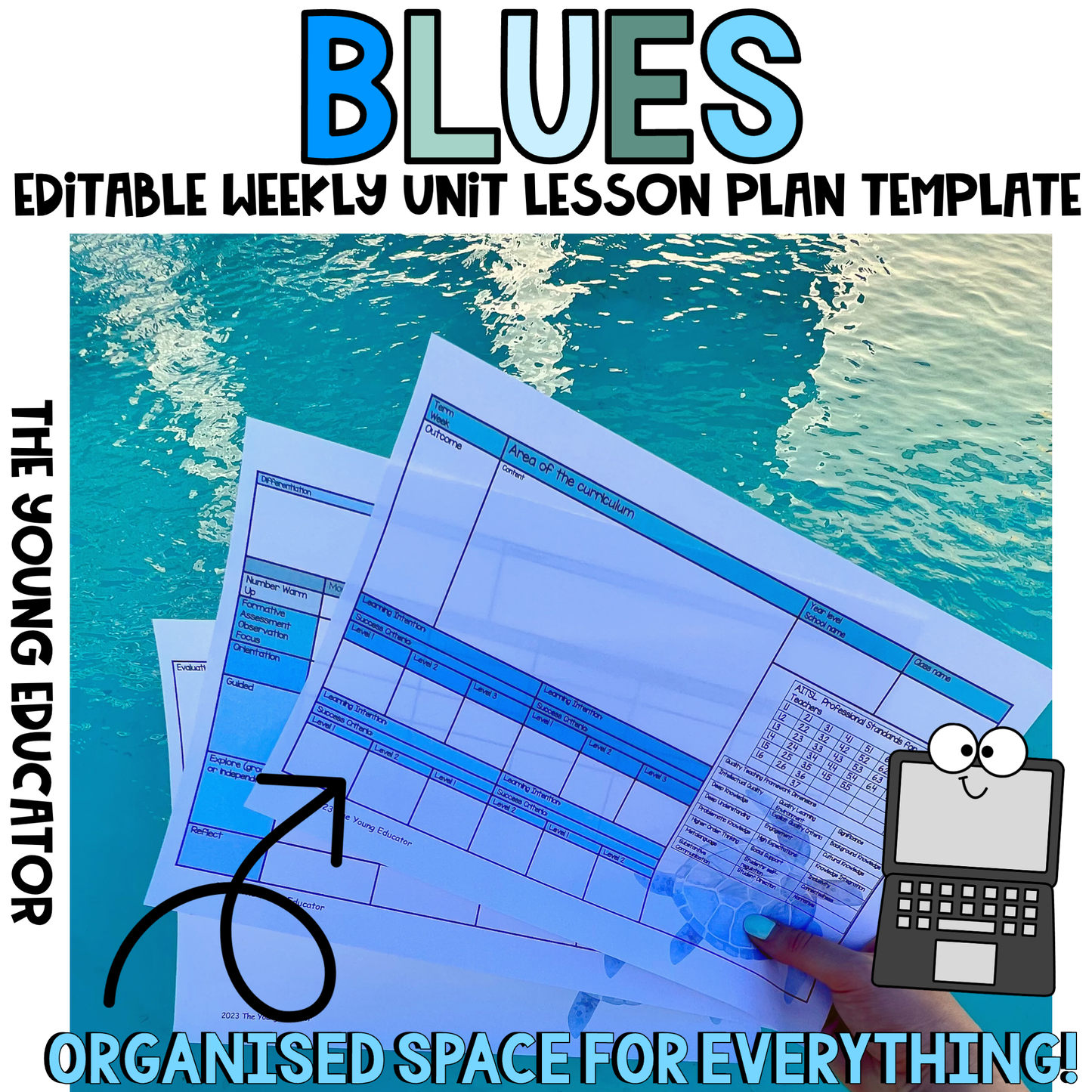 Blues Detailed Weekly Unit Lesson Plan Template for Teachers – Organize Weekly and Unit Plans with Ease