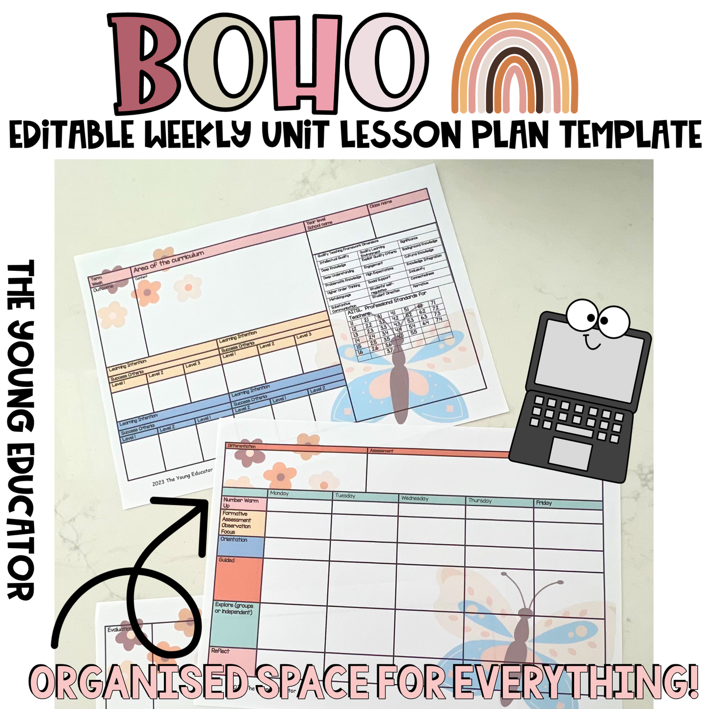 Boho Detailed Weekly Unit Lesson Plan Template for Teachers – Organize Weekly and Unit Plans with Style