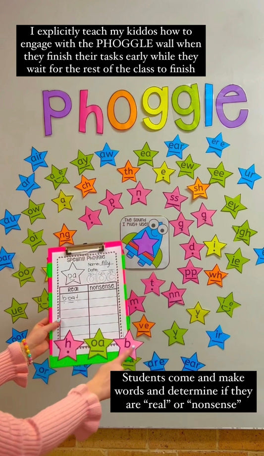 Build a word phonics game – Phoggle spelling activity for kids. A perfect literacy center phonics game.