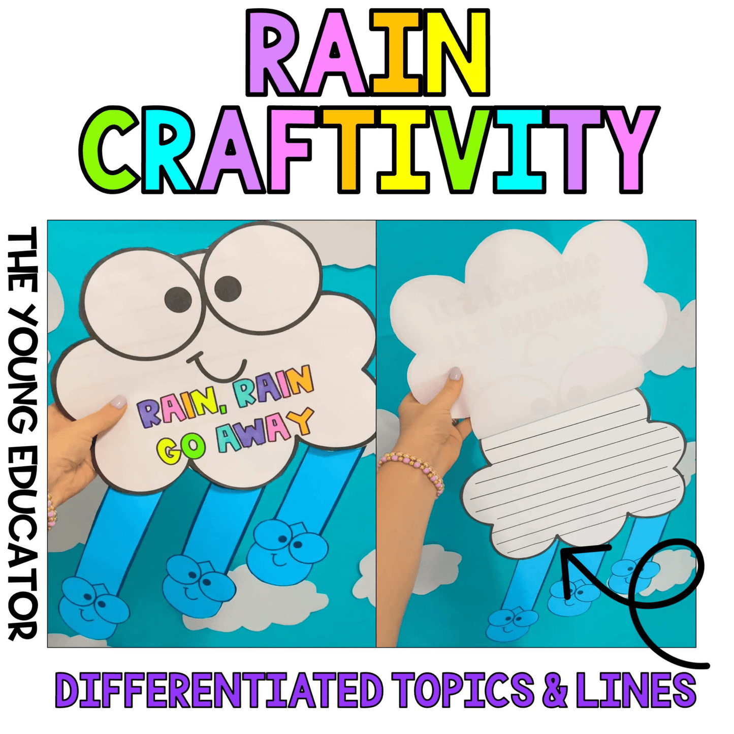 Charity Rain Craftivity with engaging Rain Writing Prompts for Students and low-prep templates.