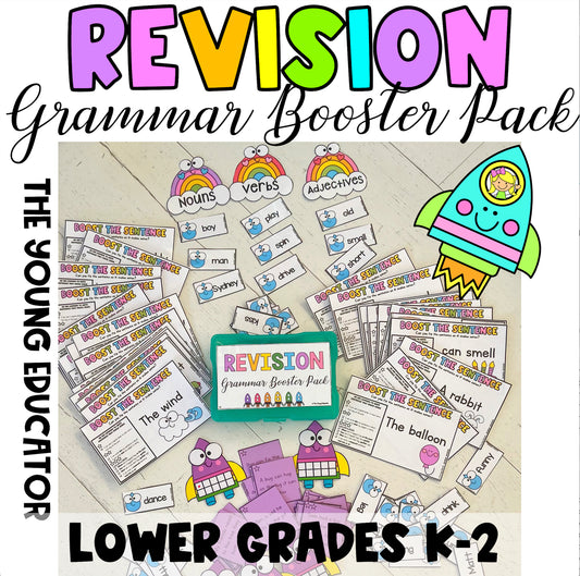 Early Years Grammar Revision Pack with printable worksheets for sentence structure and punctuation.