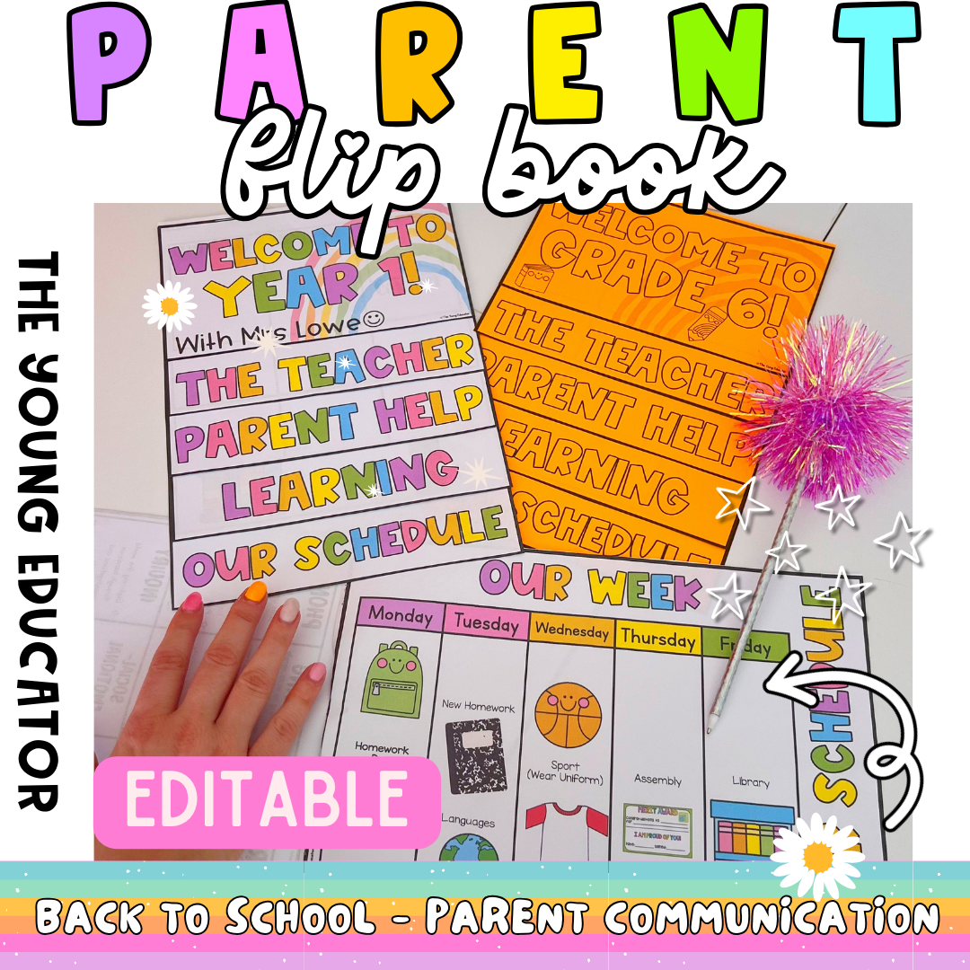 Editable back to school parent flip book to communicate classroom information effectively.