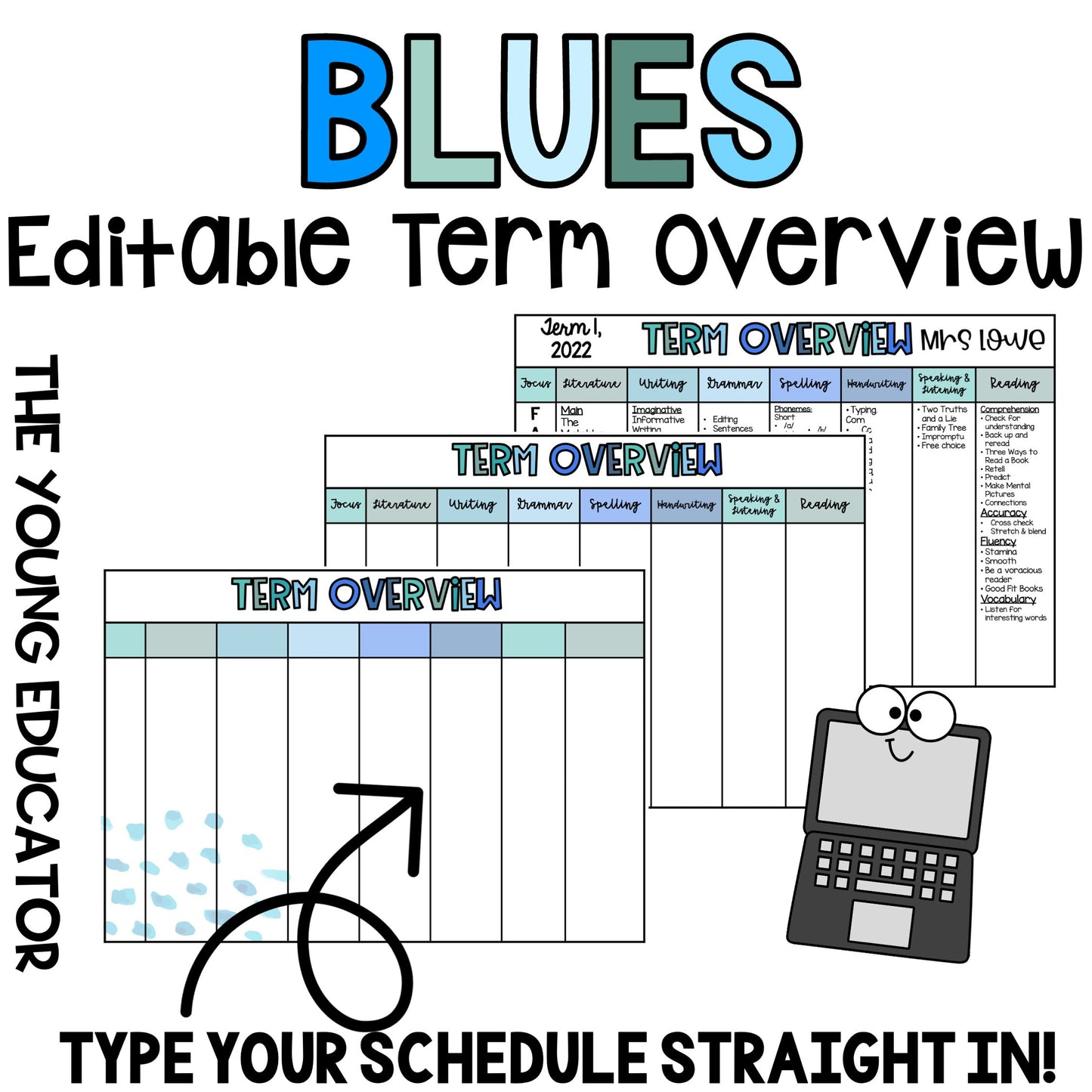 Editable curriculum overview template for teachers to plan term lessons.