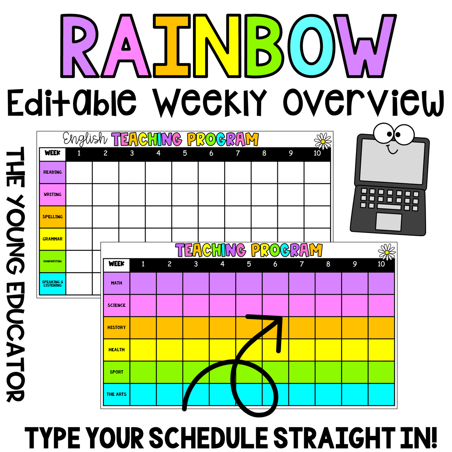 Editable Weekly Planning Template for teachers to organize lessons and track curriculum.