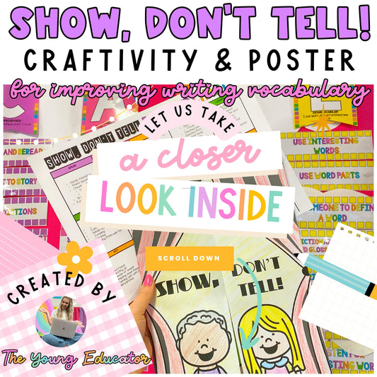 Engaging Writing Lessons for Students using a Show, Don’t Tell activity.