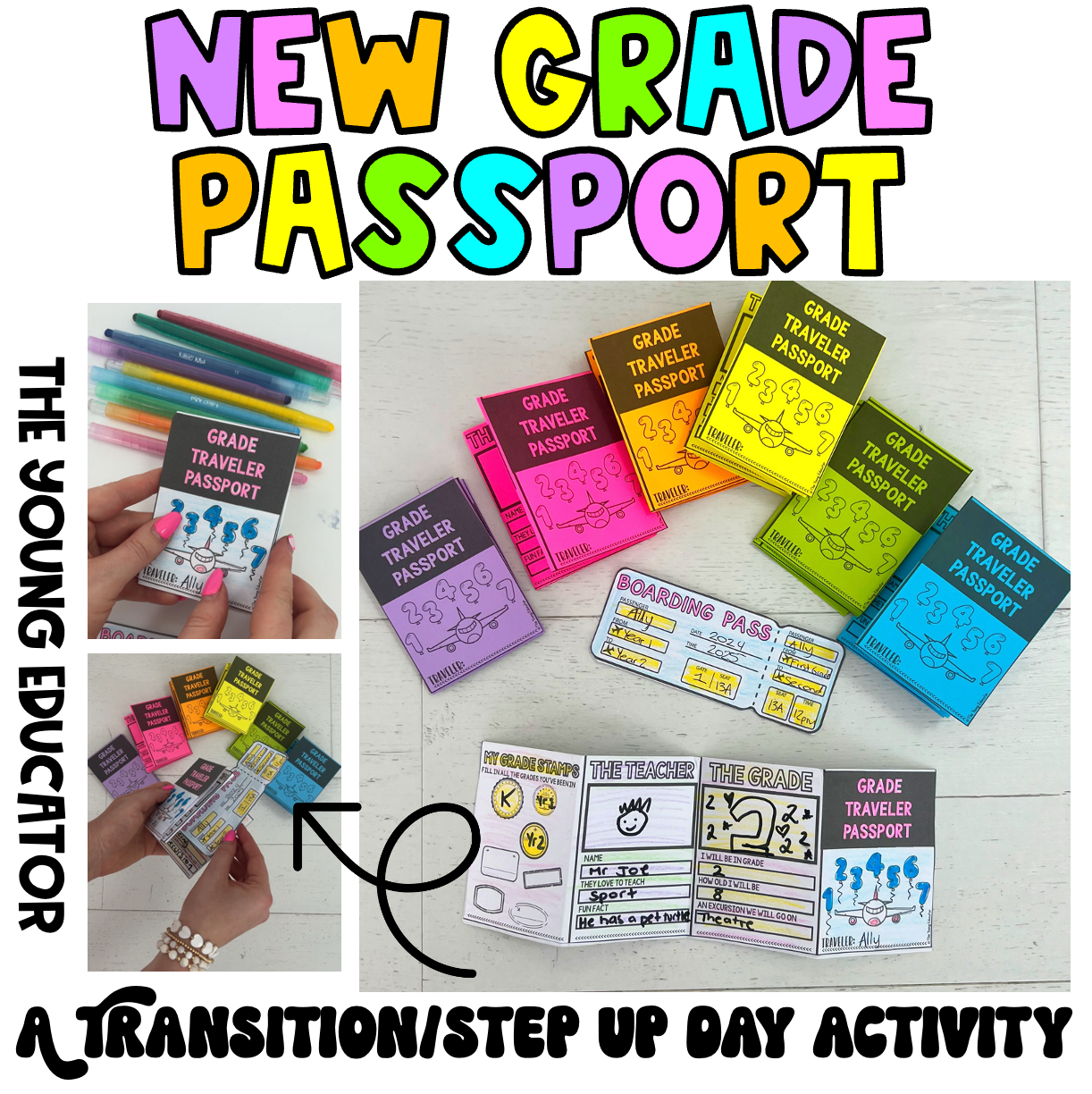 Grade traveler passport for Move Up Day classroom activity to support student transitions.