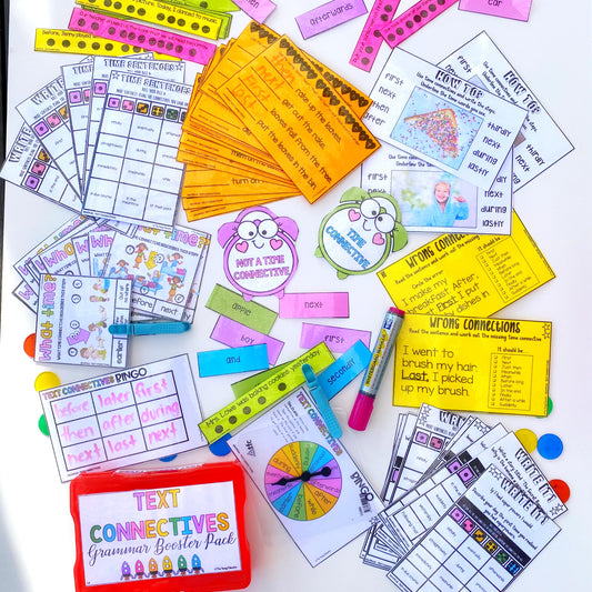 Grammar Booster Pack for Kids | Text Connectives Activities for Lower Grades | Printable Grammar Worksheets