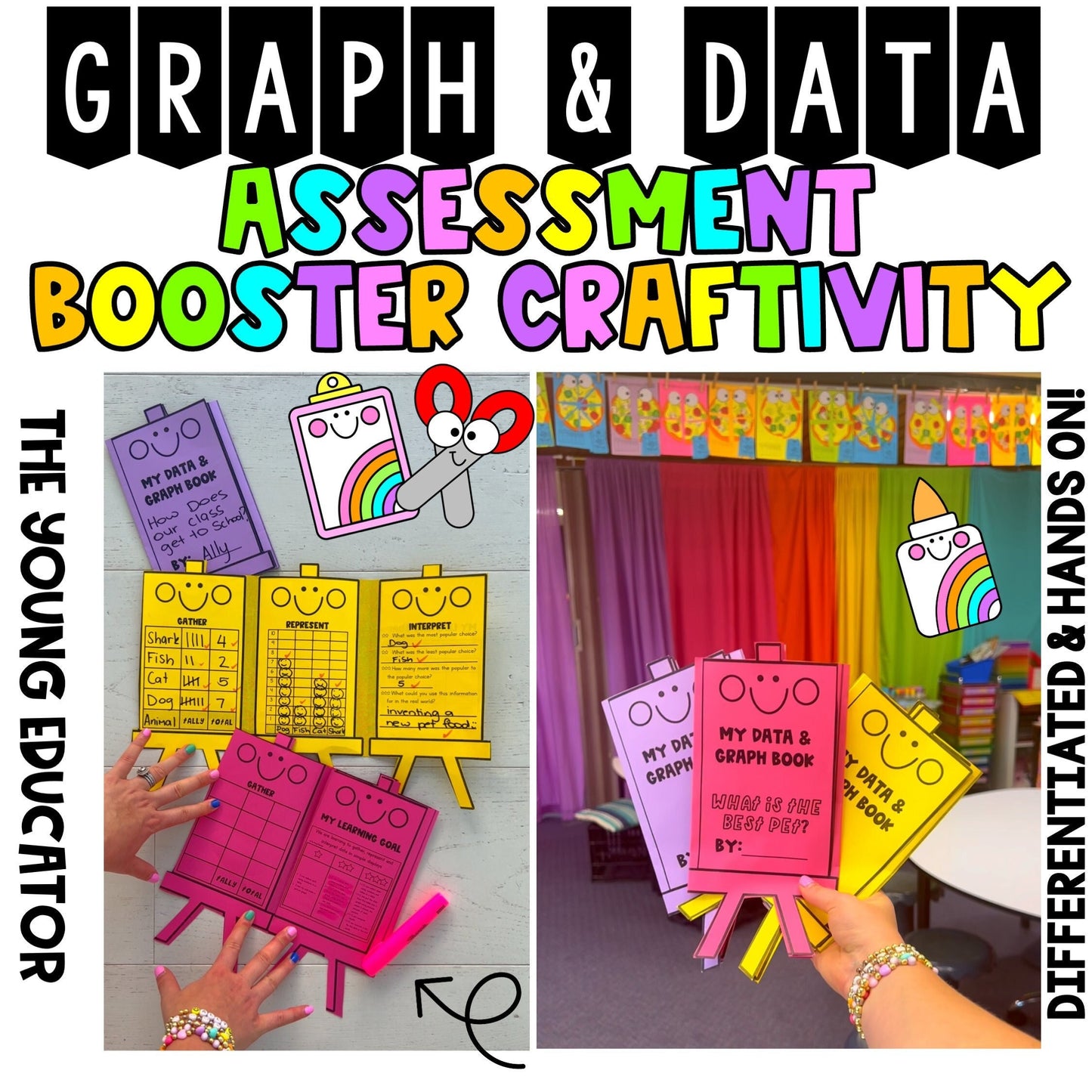 Graph and Data Craftivity for students, an interactive hands-on activity to build graphing skills.