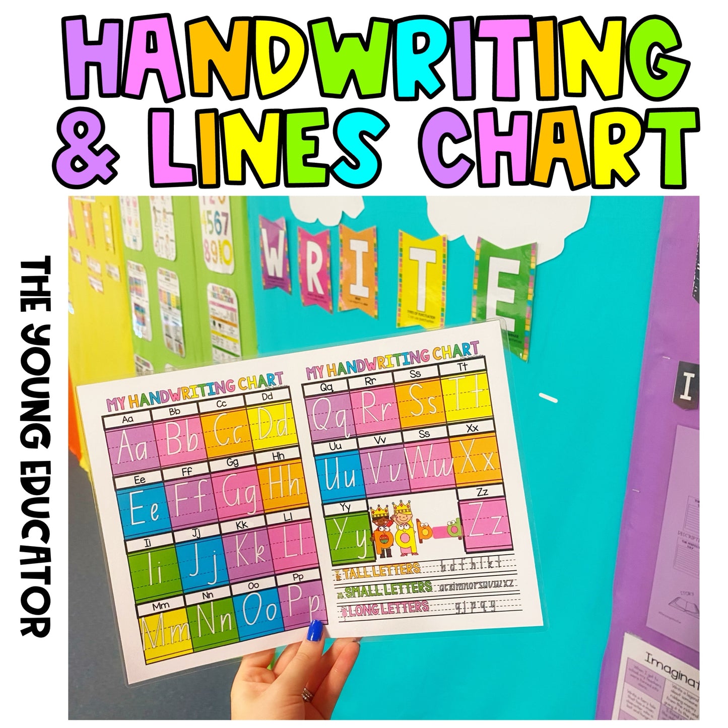 Handwriting Alphabet Chart with uppercase and lowercase tracing letters
