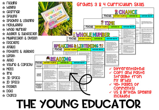 REPORT CARD COMMENTS - Grades 3 and 4 Curriculum English & Math Skills
