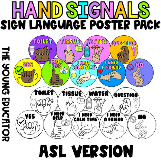 Auslan & ASL - Sign Language Hand Signals - Classroom Management *Editable*