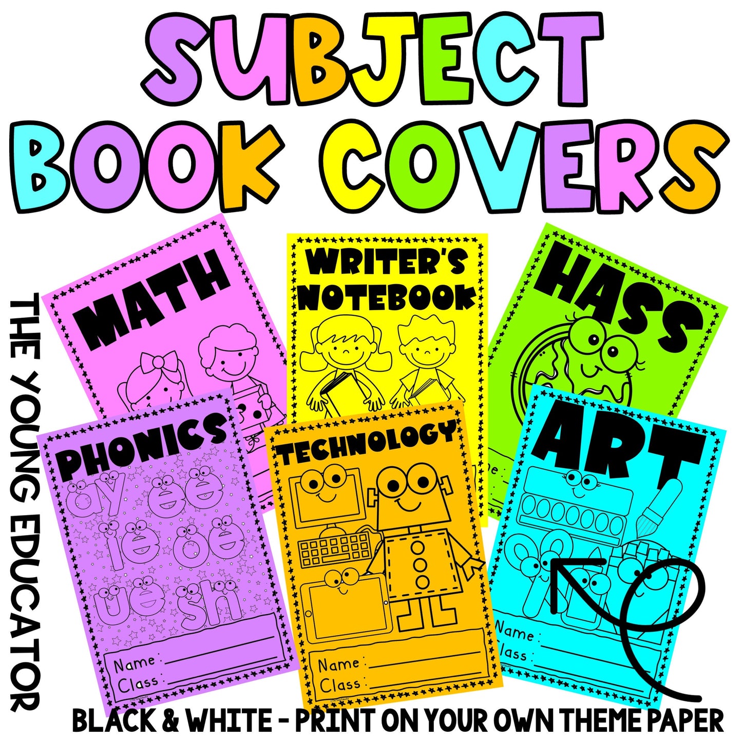 Editable Subject Book Covers - Back to School - Classroom