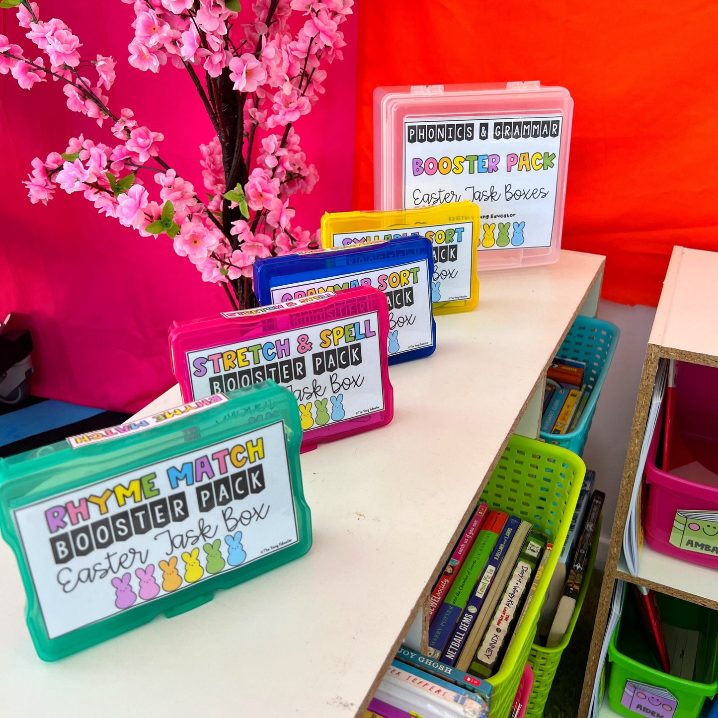 Easter Phonics and Grammar Booster Pack - Science of Reading - Task Cards - Task Box