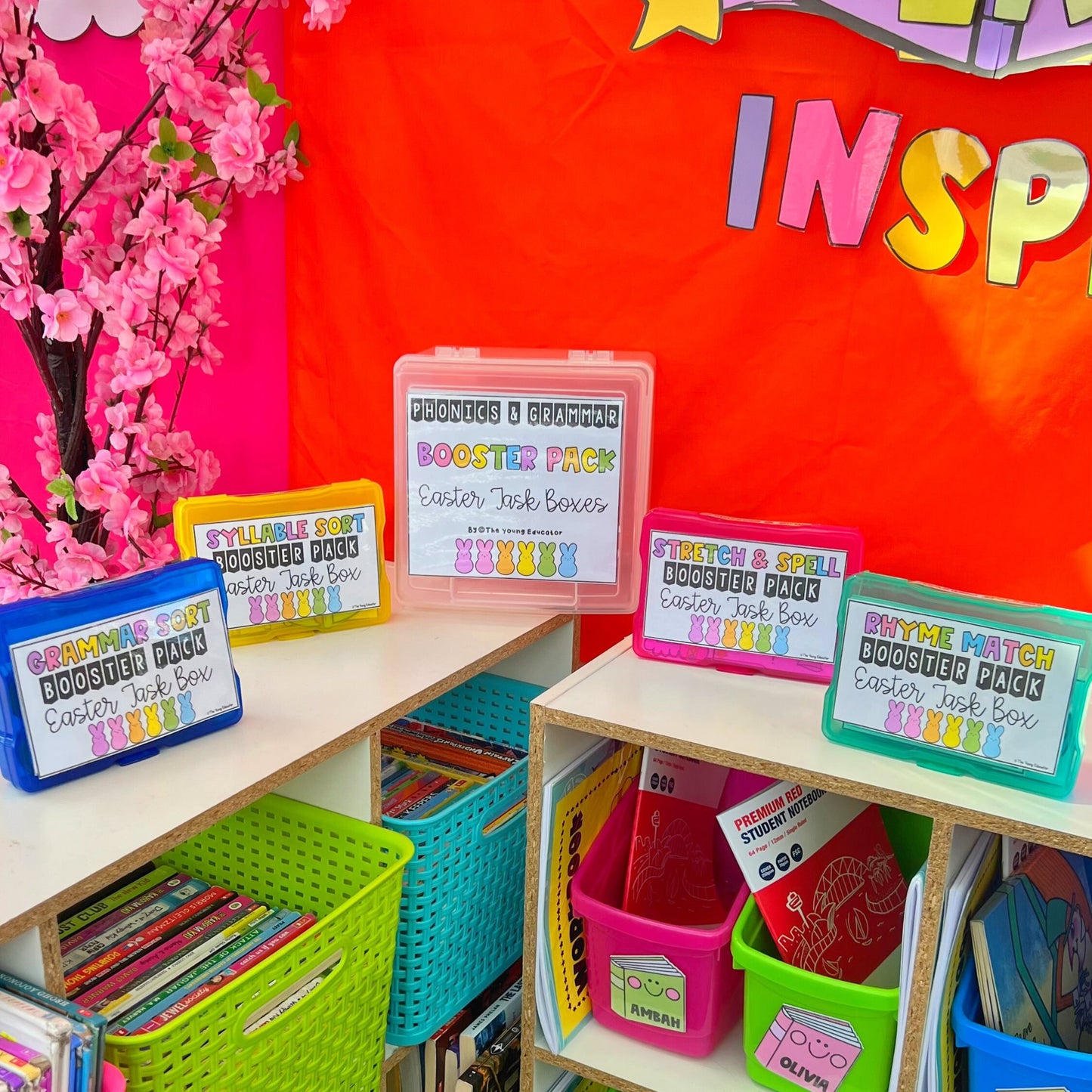 Easter Phonics and Grammar Booster Pack - Science of Reading - Task Cards - Task Box