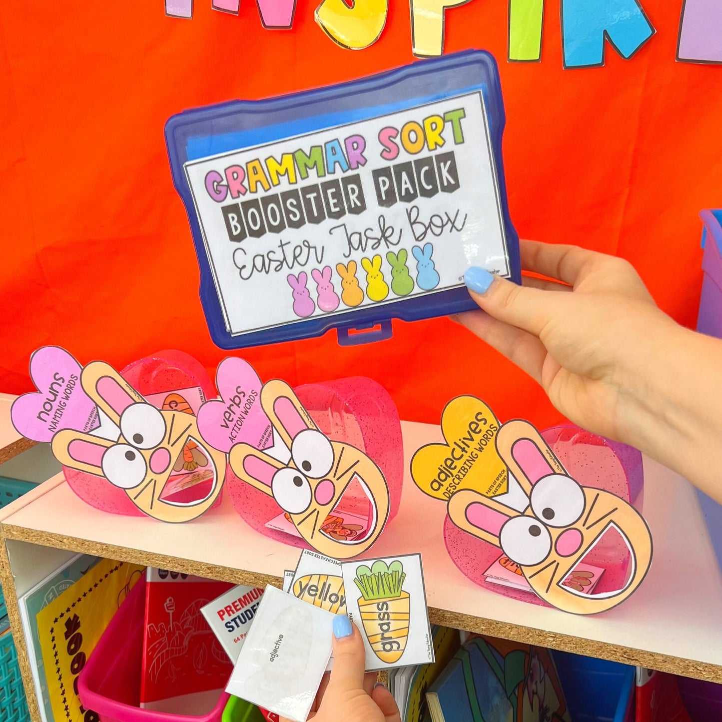 Easter Phonics and Grammar Booster Pack - Science of Reading - Task Cards - Task Box