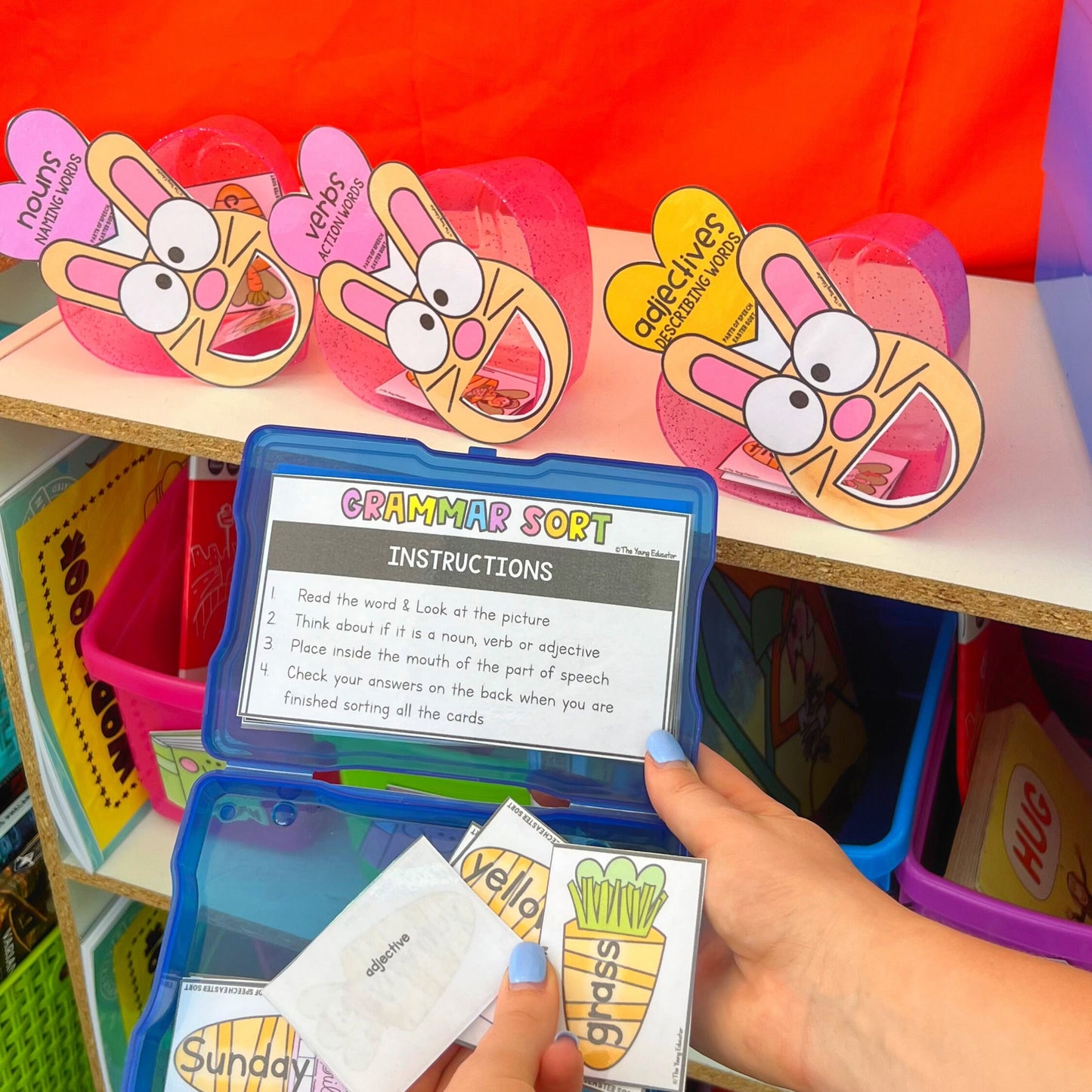 Easter Phonics and Grammar Booster Pack - Science of Reading - Task Cards - Task Box