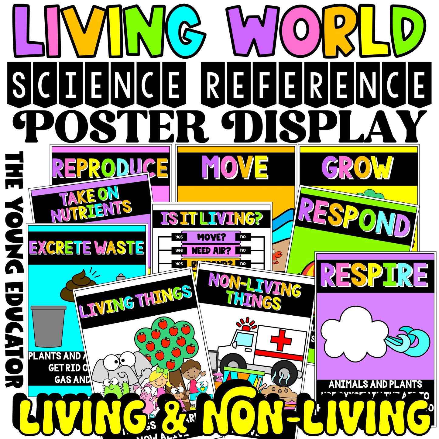 LIVING WORLD Characteristics of Living Things / Living and Non-Living Science Posters Display