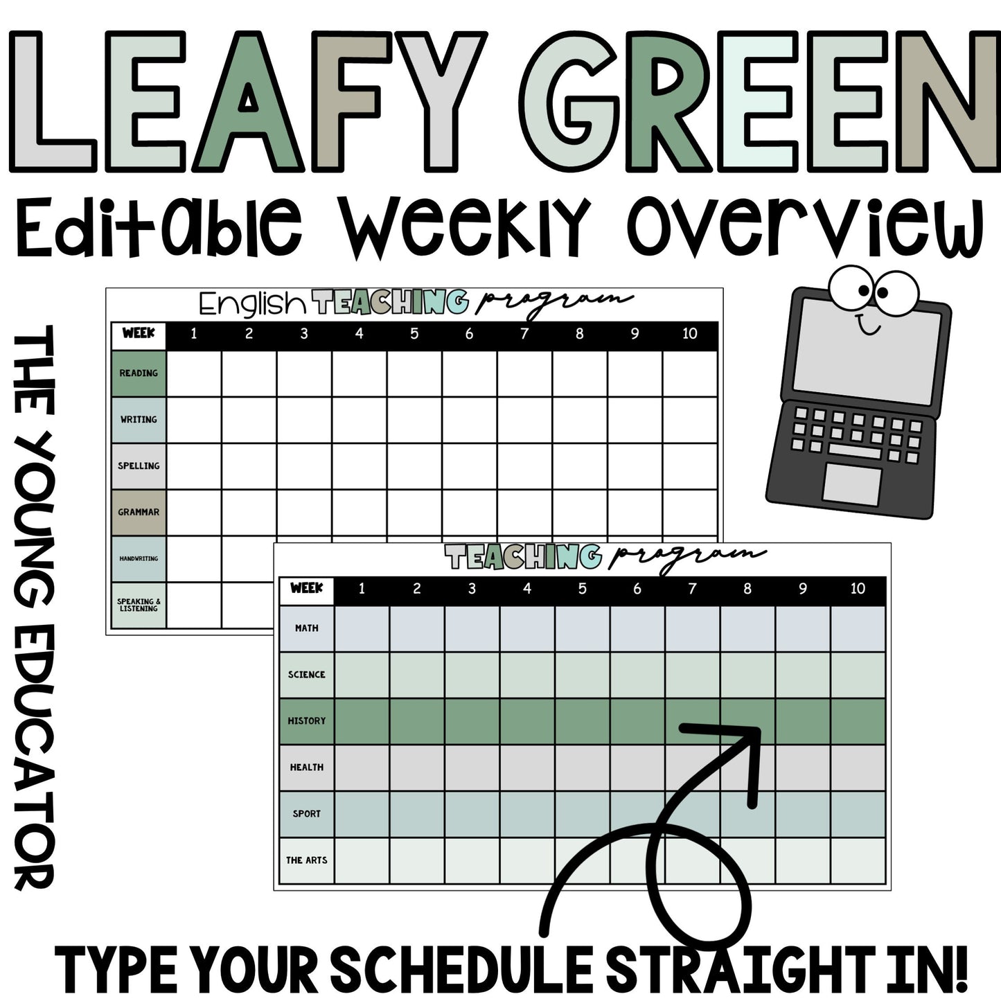 LEAFY GREEN Editable Term X 10 Weekly Planning Overview/ Teacher Organisation Document / Digital Planning / LEAFY Classroom