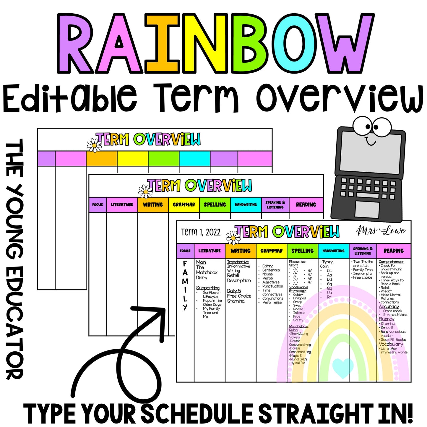 RAINBOW Editable Term Curriculum Overview / Teacher Organisation Document / Digital Planning / Rainbow Teacher / Rainbow Classroom