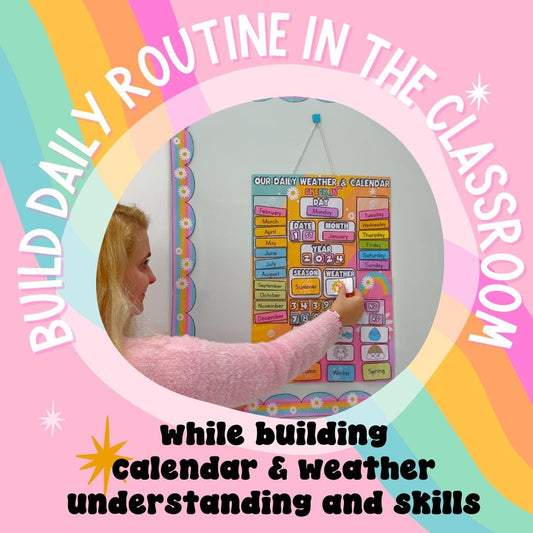 INTERACTIVE Daily Calendar & Weather Chart | Bulletin Board Classroom Decor