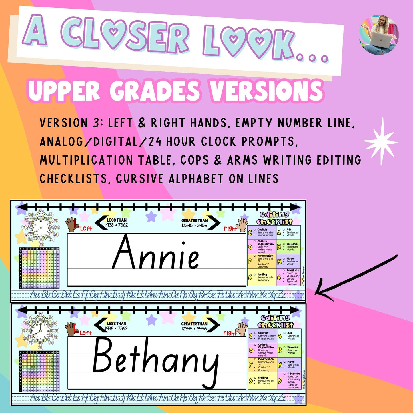 Editable Pastel Desk Plate Name Labels *Lower & Upper Years* Back to School Rainbow Classroom Decor