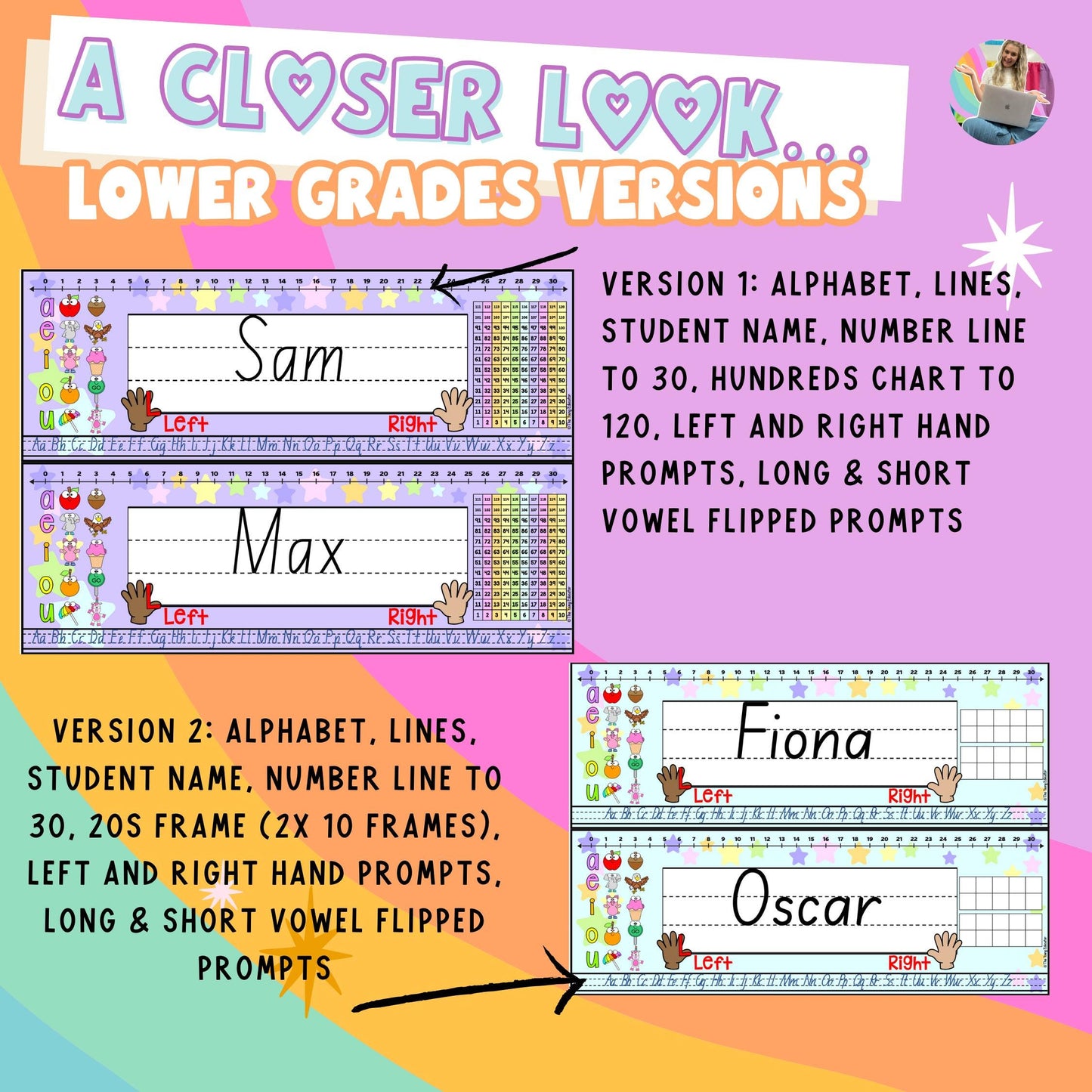 Editable Pastel Desk Plate Name Labels *Lower & Upper Years* Back to School Rainbow Classroom Decor
