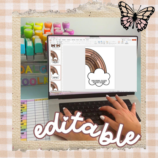 Editable BOHO RAINBOW DOOR Display - Words of Affirmation | Boho Butterfly Decor