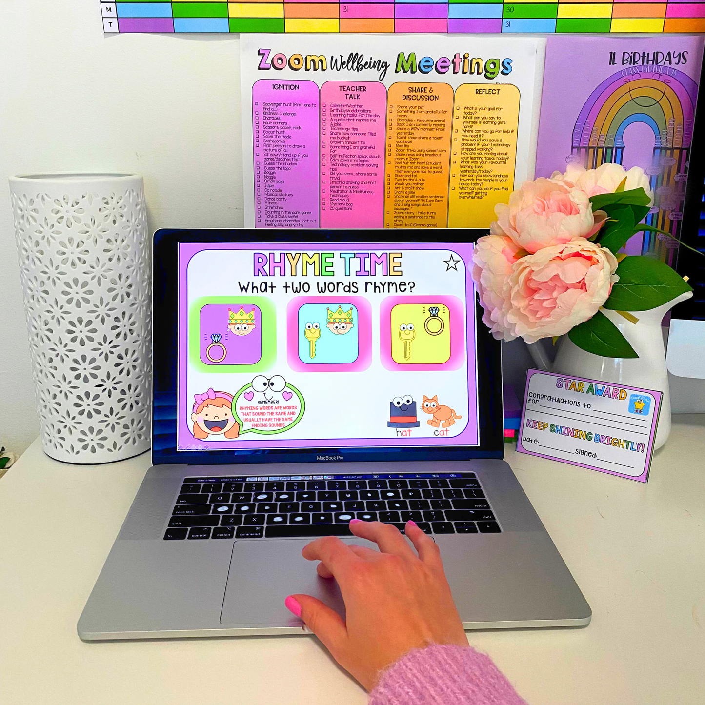 Interactive Rhyming Words Game for building phonemic awareness through engaging activities.