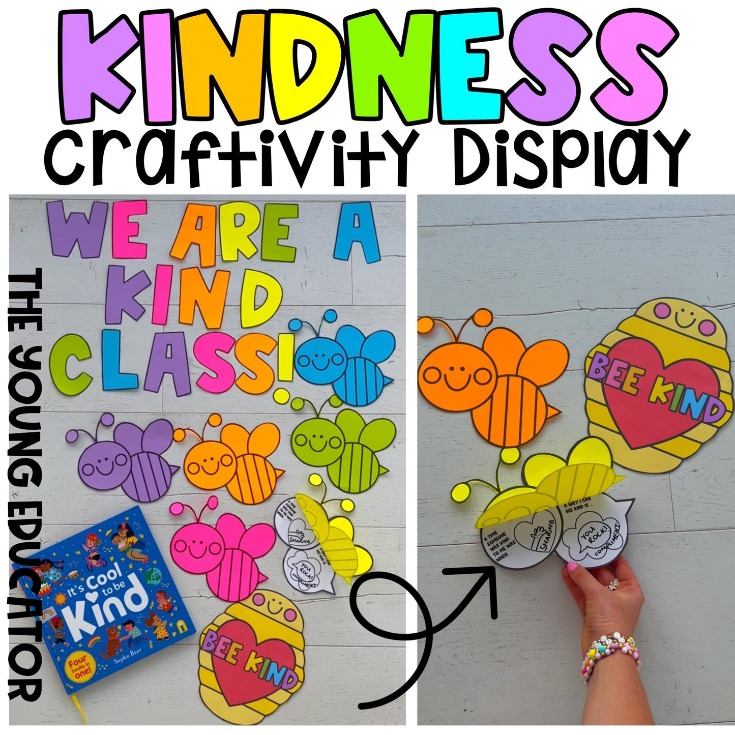 Kindness Craftivity for students featuring a fun bee-themed craft and World Kindness Day activity.