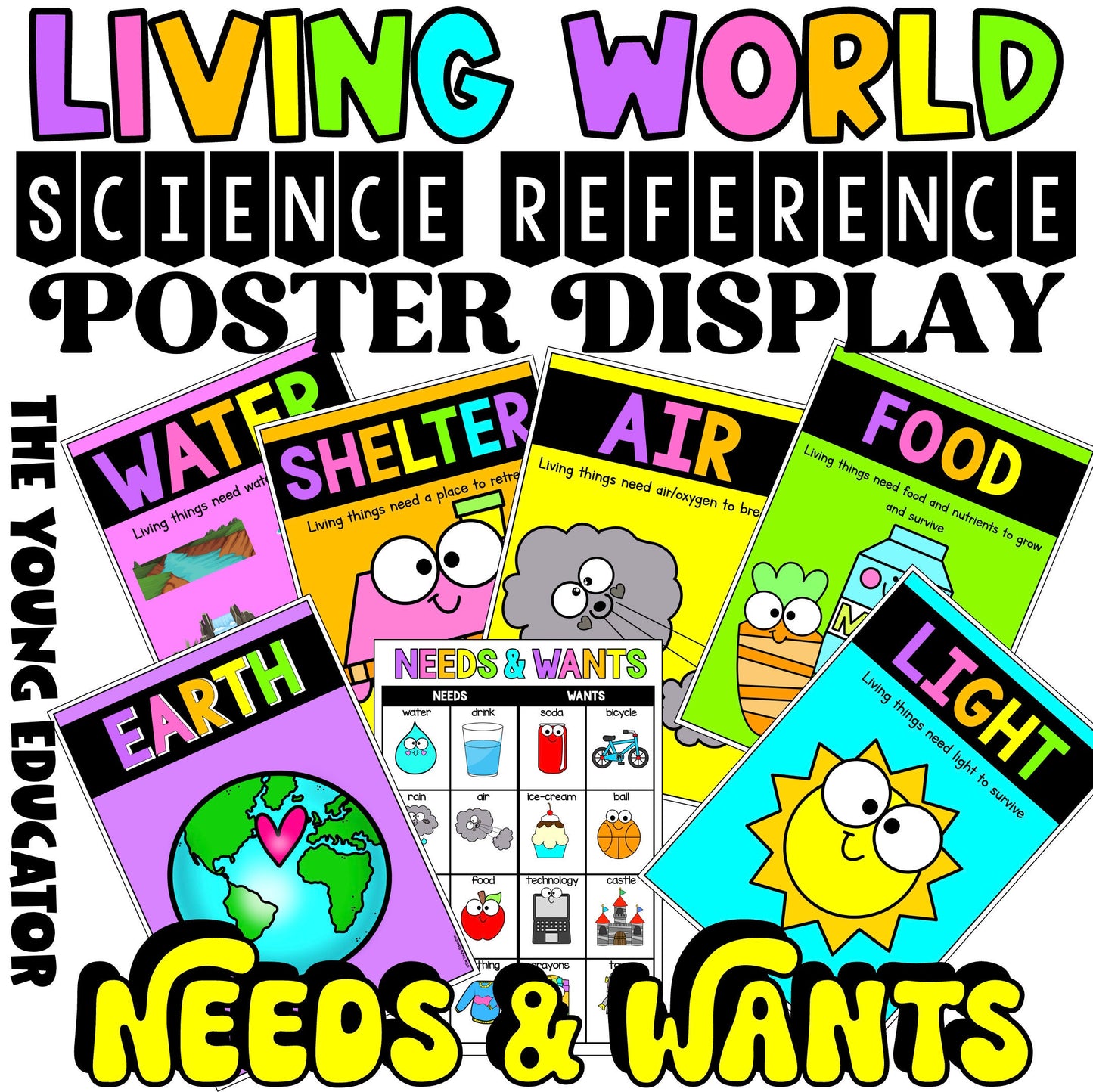 Life Science Classroom Display featuring science posters for kids.