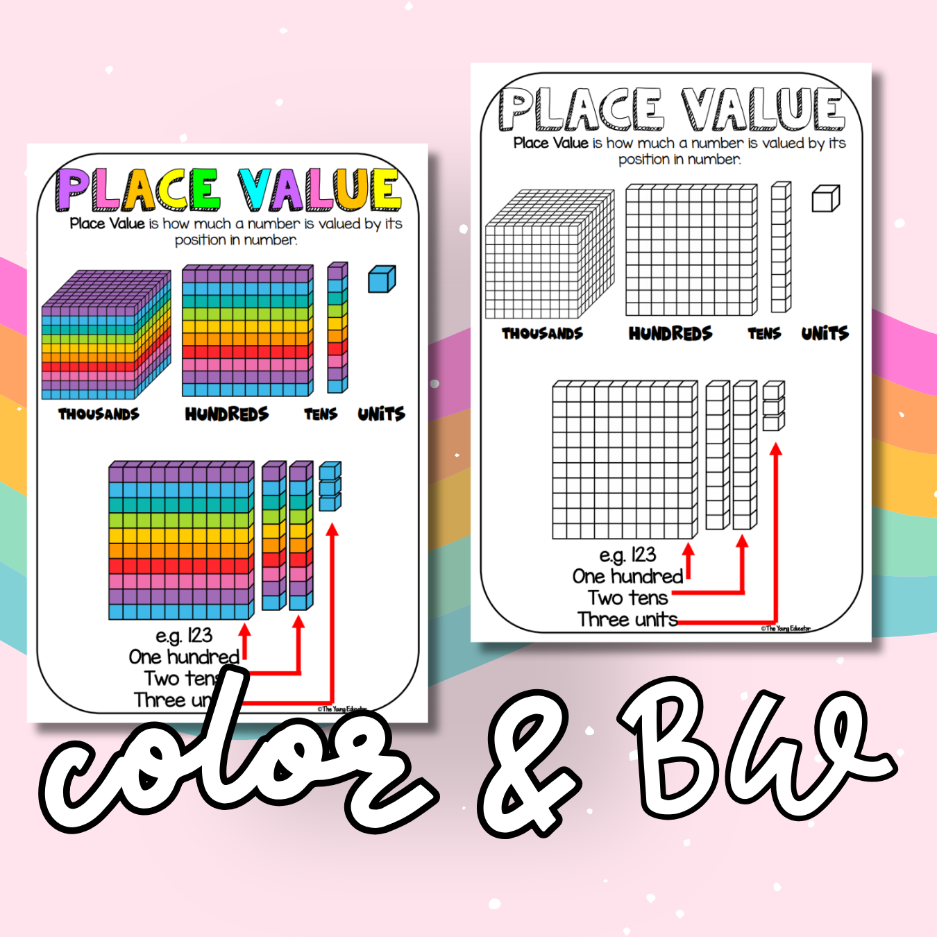 Mathematics poster featuring number recognition, shapes, and problem-solving visuals for young learners.
