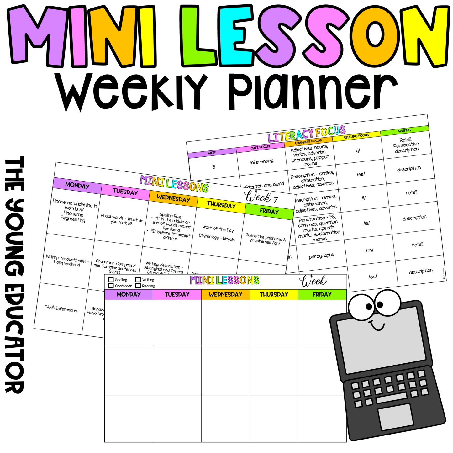 Mini Lesson Planning Template for teachers to organize daily mini-lessons efficiently.